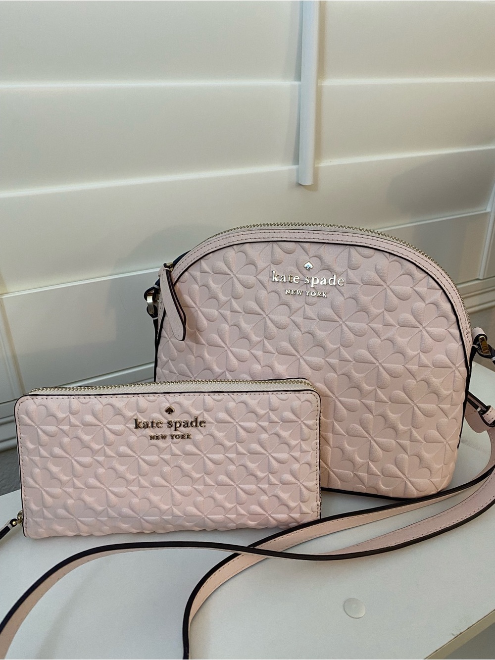 kate spade Blush Quilted Floral Crossbody with Matching Wallet